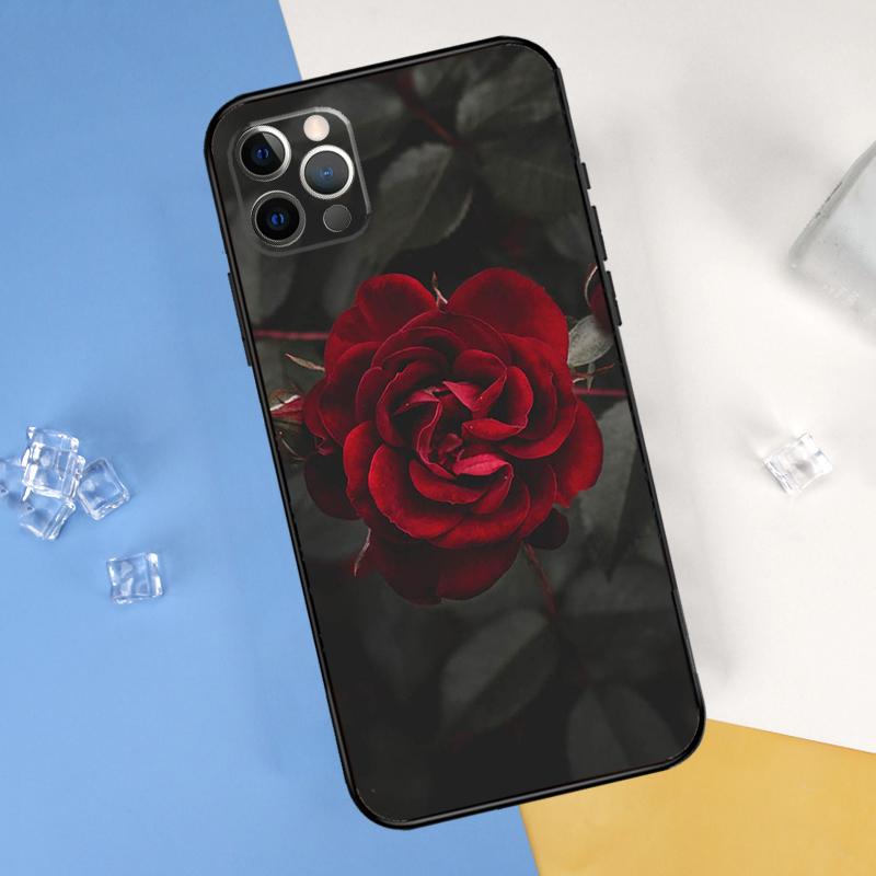Red Rose Flower Phone Case For iPhone 16 Pro 15 Pro 11 13 14 Pro Max 12 Mini XR 16 15 Plus 16e Cover Shell