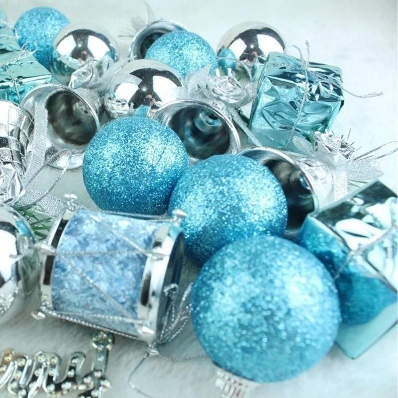 32 Piezas Paquete de Lotería Navideña Azul Lago Colgante Adornos para Árbol de Navidad Colgante Navideño Decoraciones Navideñas para el Hogar