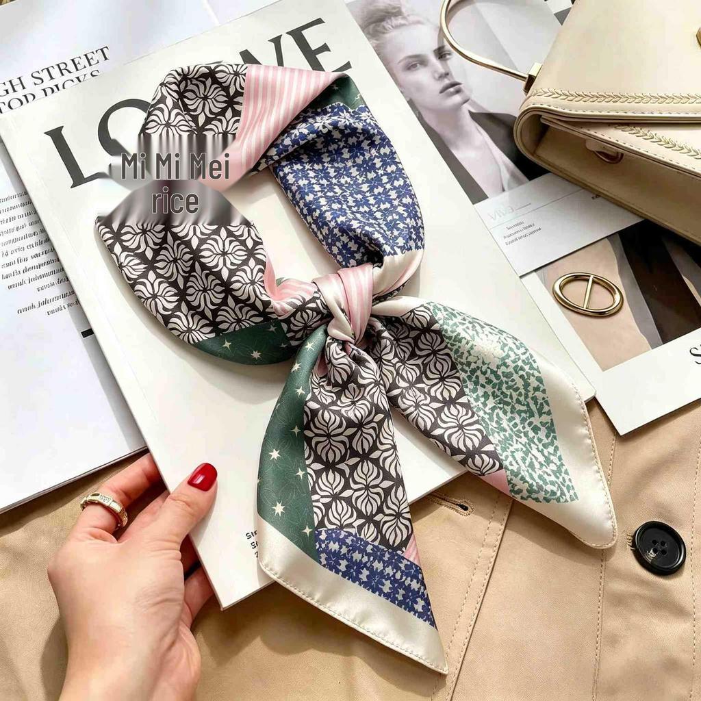 Versatile Faux Silk Small Square Scarf - Elegant Neck Accessory for Spring and Summer