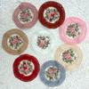 Small Round Coaster European Lace Embroidered Dining Table Mat Decorative Fabric Coffee Table Mat Embroidery Retro Heat Insulation Weaving