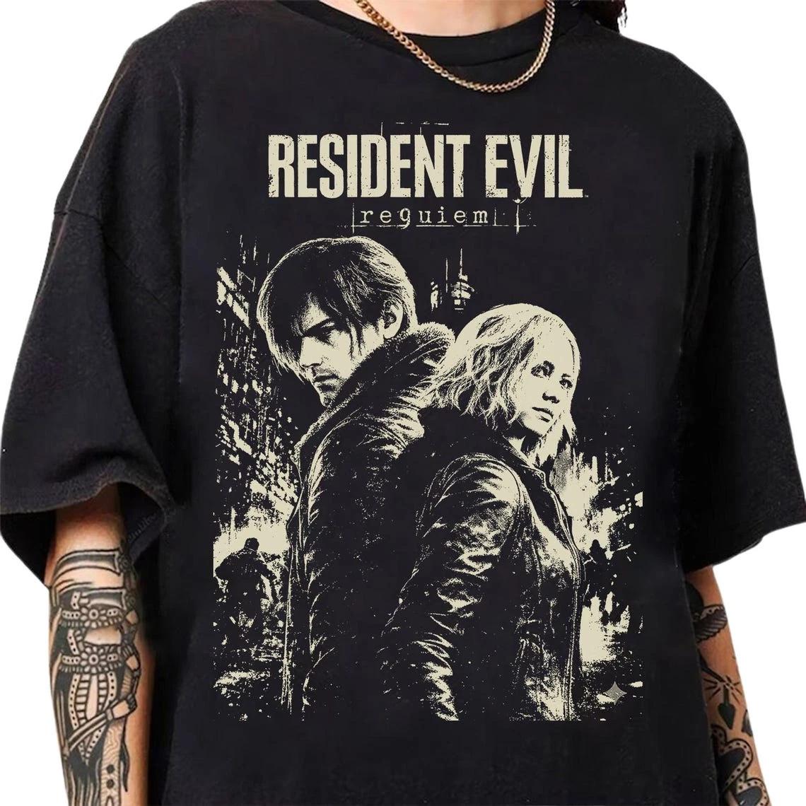 Винтажная хлопковая футболка Resident Evil Requiem Мужские футболки Топ, Игровая футболка Resident Evil 9 M