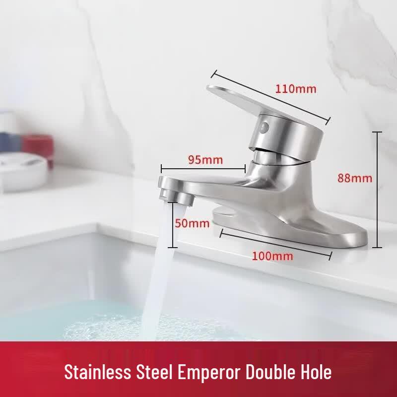 PKSUKB Stainless Steel Double-Hole Basin Faucet