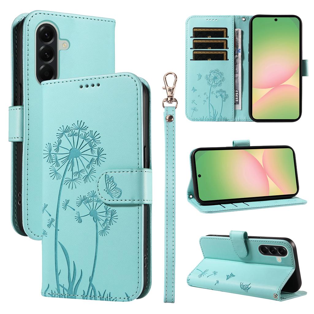 For Samsung Galaxy A57 5G Leather Wallet Case with Strap Dandelion Imprint Phone Stand Cover