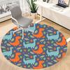 1PC Dino Leaves Office Round Area Rug, Mat Suitable For Office, Under Office Chairs Bedroom Living Room Home Decor, Room Deco