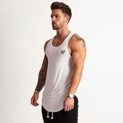 Summer Training Sleeveless T-shirts Men’s Fitness Breathable Cotton Vest Curved Hem Fashion Casual Tops