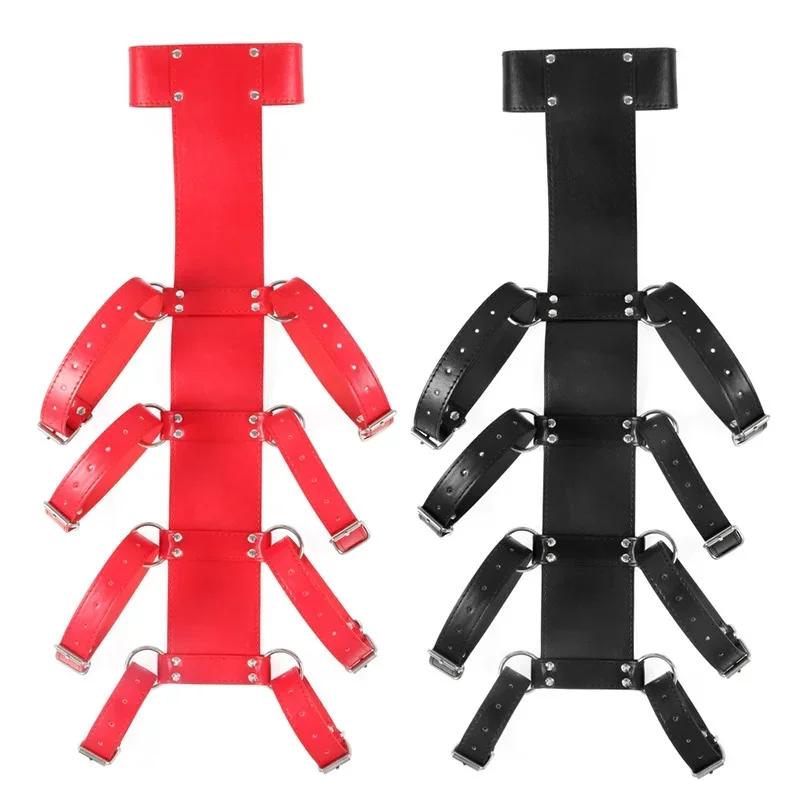 Bdsm Bondage Schwarzer Gürtel Ganzkörper Leder Fesselriemen Hand hinter dem Rücken Fesselung Arm Körper Fessel Handschuh Ärmel Sex Bandage
