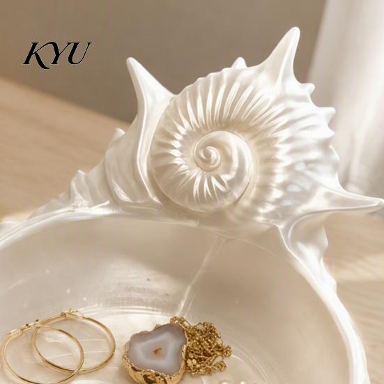 Conch Shape Jewelry Plate 3D Printed Tray, Sea Snail Dish Bowl for Organizing Necklaces Earrings, Decorative Ocean Theme Desk Organizer EarringsHolder