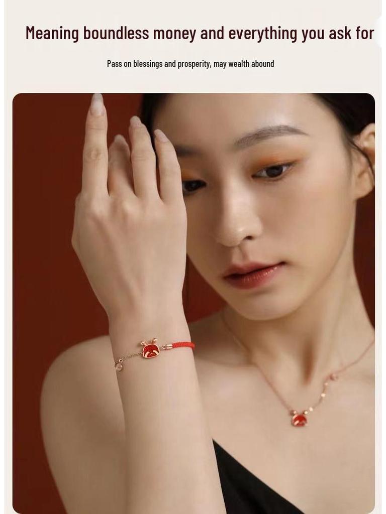 2023 Year of the Rabbit Zodiac Red Rope Bracelet – Women's Lucky Charm and Christmas Gift