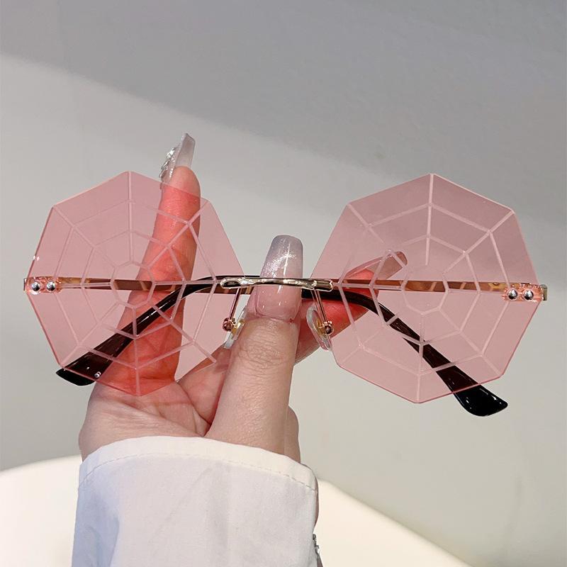 Lunettes de soleil non polarisées en forme de toile d'araignée pour hommes, sans monture, élégantes, amusantes, décoratives, pour femmes, tendance, chic, design de marque, lunettes de soleil rave