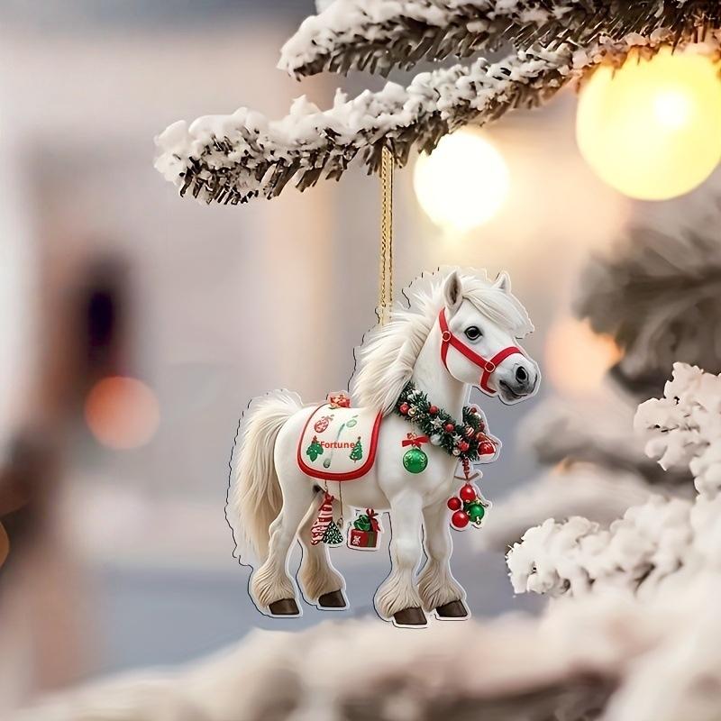 1/3Pcs Elegant Christmas Horse 2D Acrylic Decorations Hanging On Christmas Trees As Christmas Home Decorations Xmas Party Gifts