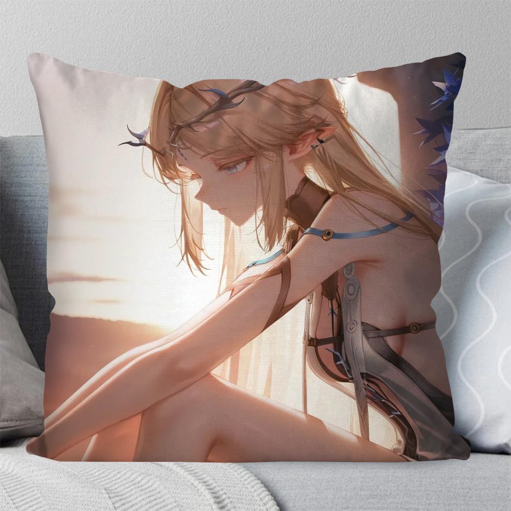 Cartethyia Anime Game W-Wuthering Waves Pillow Case Square Pillow Bedroom Sofa Leisure Comfort Living Room Home Decoration 40X40