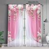 2pcs - Pink floral - Printed curtains   suitable for home decoration in bedrooms and living rooms