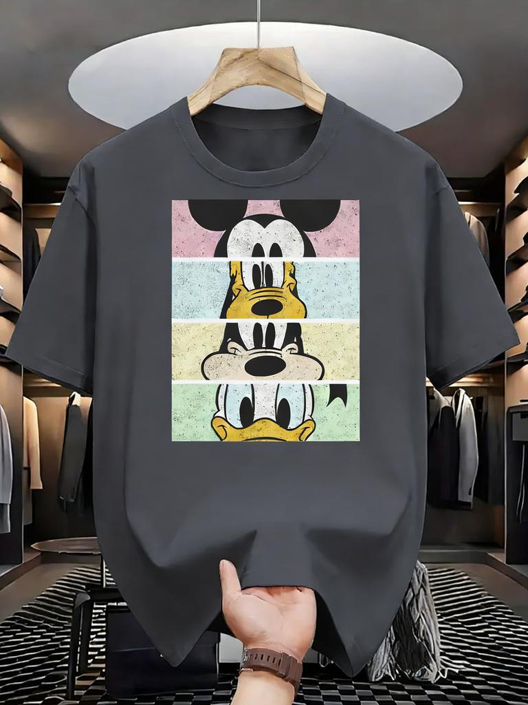 Disney Mickey and Friends Pattern Printed Tshirt Large Size Summer Mens Womens Casual Fashion Parent Child Top Daily Comfort