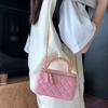 Fashionable New Little Golden Ball Leather Box Bag, High-end Metal Handle Handbag, Single Shoulder Crossbody Bag