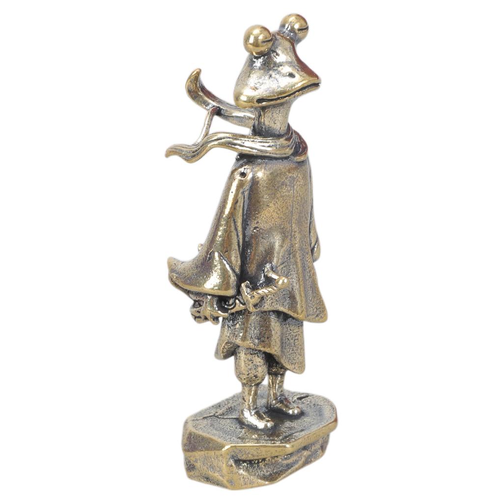 Antique Styles Frogs Swordsman Statue Vintage Brass Frogs Standing Miniature Figurine for Art Lover and Collectors Gift