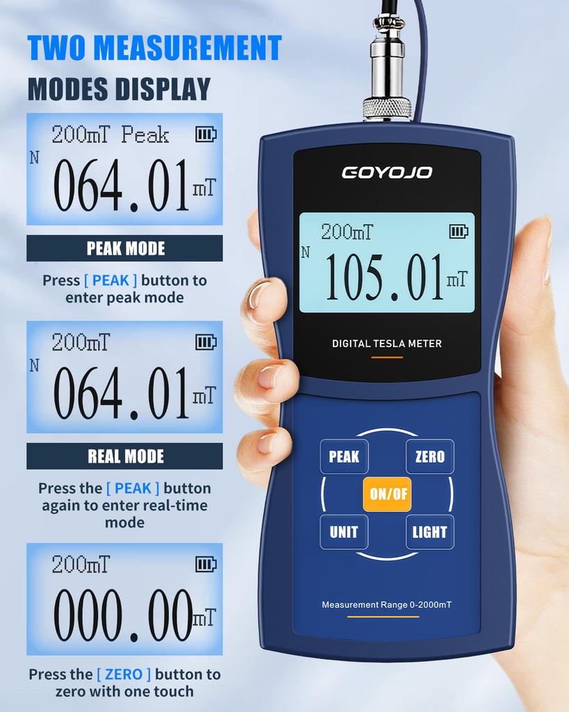 Permanent Magnet Gauss Meter Handheld Digital Tesla Meter Magnetic Flux Meter Surface Magnetic Field Test 5% 2% 1% Accuracy