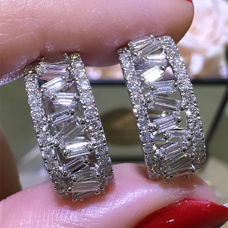 

Huitan Geometric Cubic Zirconia Hoop Earrings for Women Dainty Copper Color Circle Earrings Daily Wear Fashion Versatile Zircon
