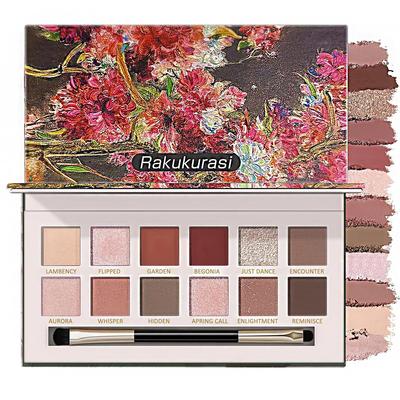 Spring Goddess Collection 12-Color Eyeshadow Palette High Pigmentation Pink Beige Matte Pearl Finish Waterproof Sweatproof Adherence Double Brush As