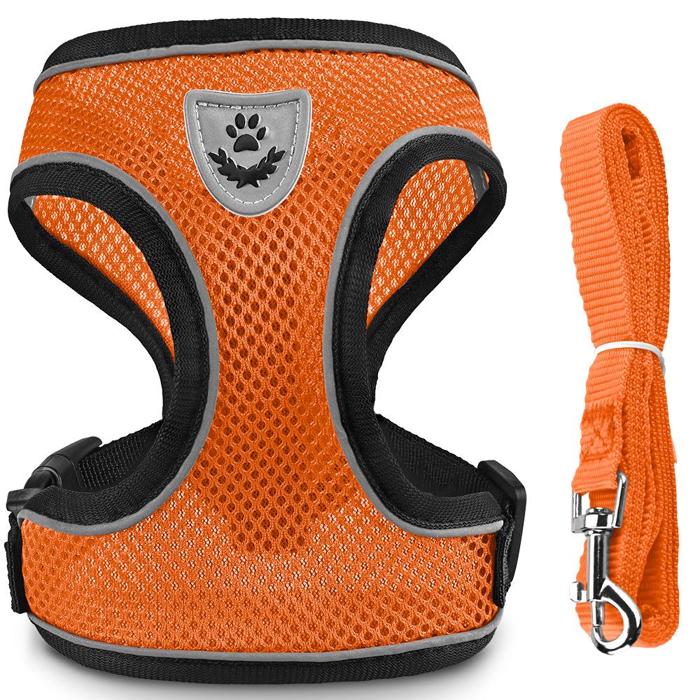 Reflektierendes Atmungsaktives Hundegeschirr im Westenstil mit Einziehleine für Kleine und Mittelgroße Hunde
