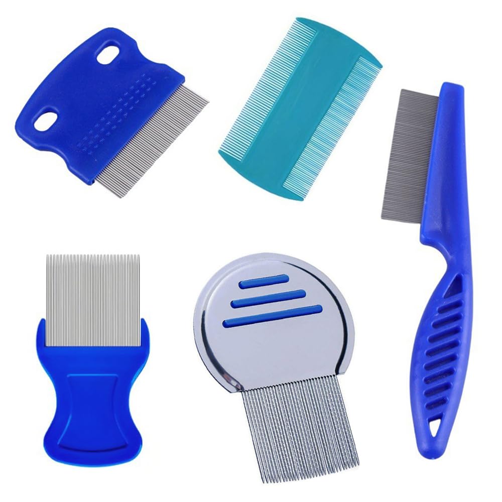 

YBGGJO Гребень от вшей Блохи Красота Нержавеющая сталь Домашнее животное Удаляет головных вшей и облегчает Подходит для длинной и короткой шерсти Уход за домашними животными Набор из 5 предметов, Гребень, Щетка, Гребень,