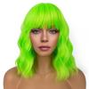 LANCAINI Short Bob Wigs with Bangs for Women Loose Wavy Wig Curly Wavy Shoulder Length Bob Synthetic Cosplay Wig for Girl Colorful Costume Wigs