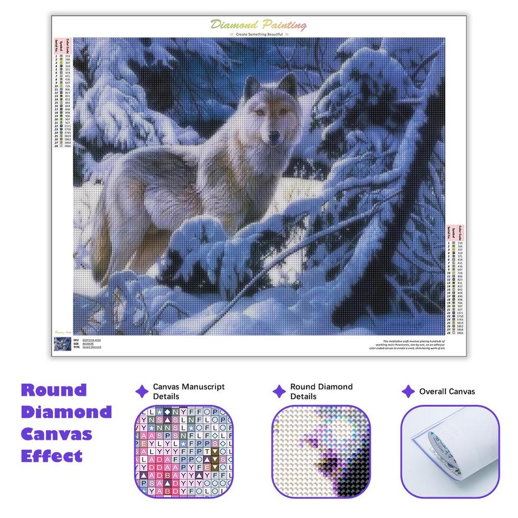 5D Diamond Painting Snow Wolf Cross Stitch Diamond Embroidery Animal Picture Of Rhinestones Mosaic Decoration Home 30x40cm/12x16inch