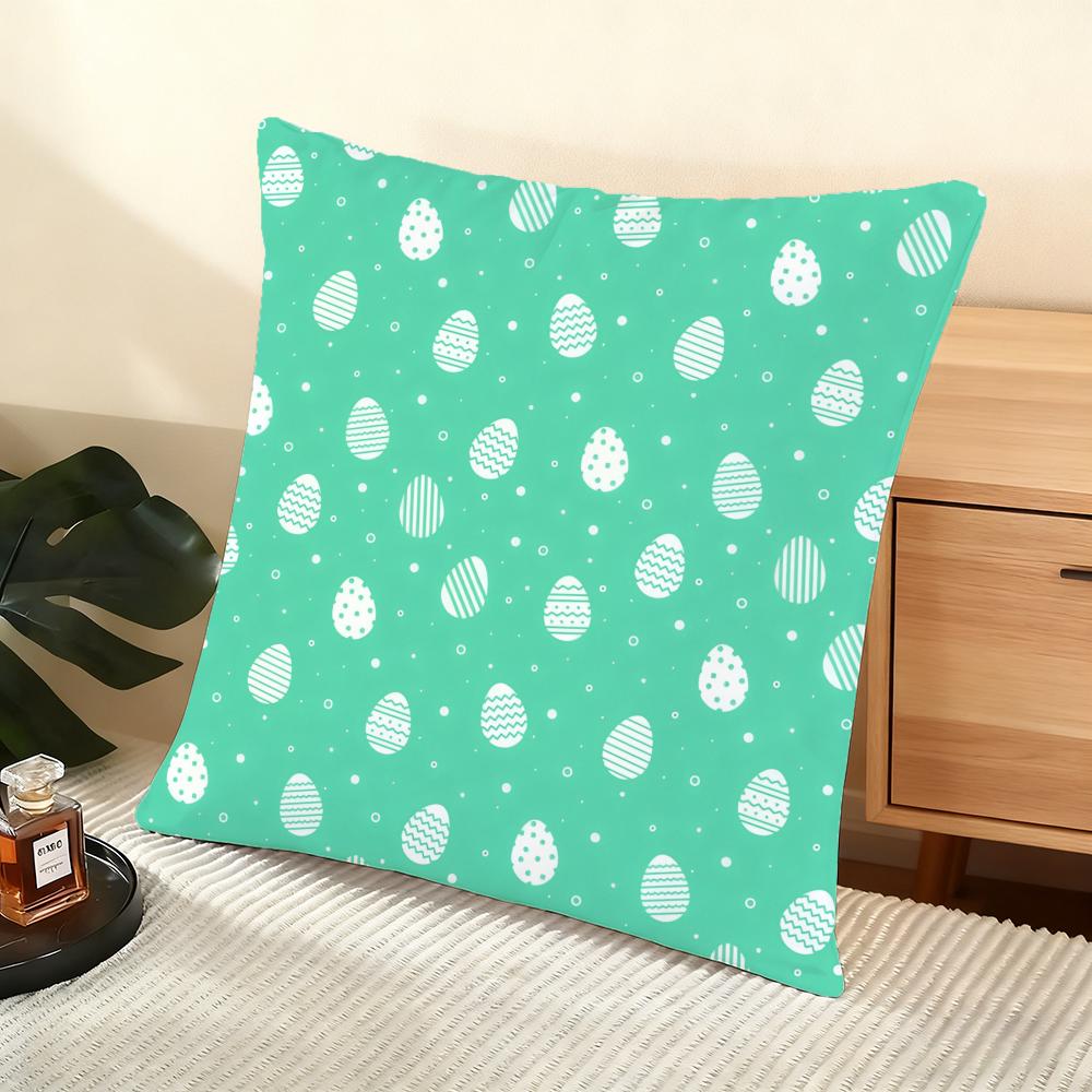 Happy Easter Cushion Cover Soft Short Plush Pillow Cover Smooth Cozy Texture Aesthetic Cushion Case Home Decor