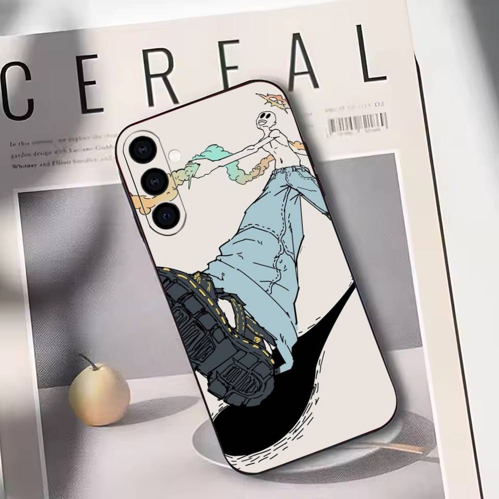 Hip-hop Comic Character Sticker Phone Case For Samsung Galaxy A73,A72,A71,A70,A53,A52,A51,Soft Silicone Black Cover