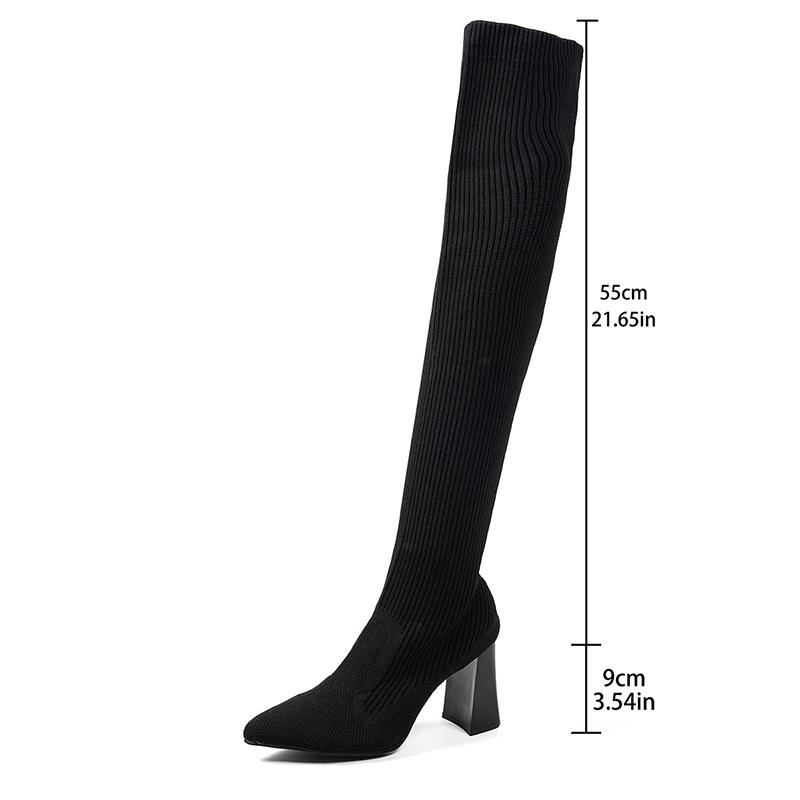 

Дизайнерские женские сапоги выше колена на квадратном каблуке, осенне-зимние женские лаконичные длинные Botas De Mujer 42