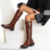 Long Boots But Knee Knight Round Head Thick Heel High Heel Women's Boots Large Size - Short Heel Flat Heel