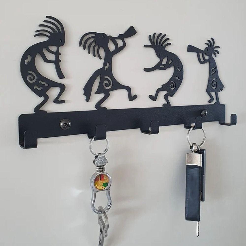 Black Decorative Hanging Home Decor Wall Mounted Cat Shaped Hook Key Holder Key Hook Wall Hook