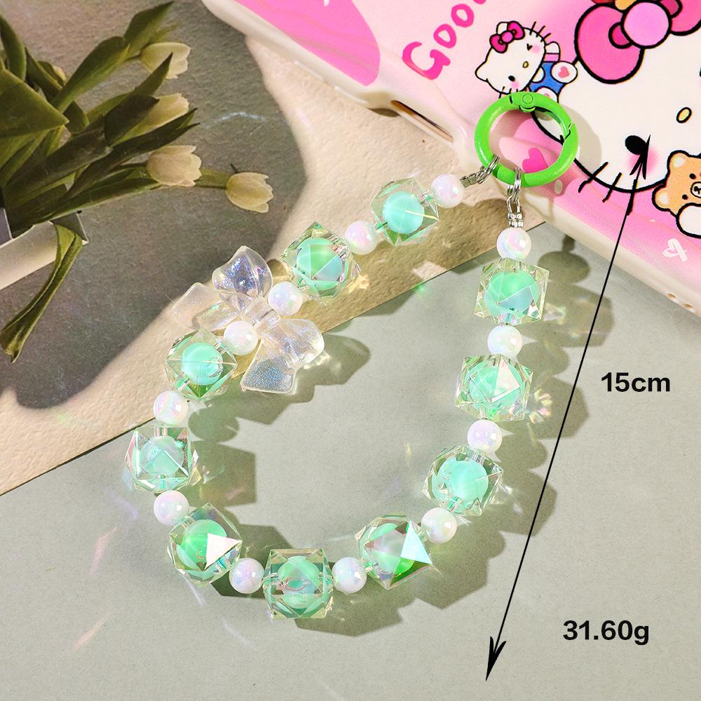 Handmade Beaded Candy Color Bow Keychain & Phone Charm