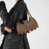 Gothic Style Bat & Skull PU Leather Shoulder Bag Vintage Solid Color Crossbody Bag with Adjustable Chain Strap for Outings, and Everyday Use