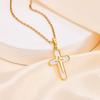 Xiaomi Vnox Double Cross Pendant Necklaces for  Women, Bling Shell Cross Necklaces, Christ Religious Faith Jewelry