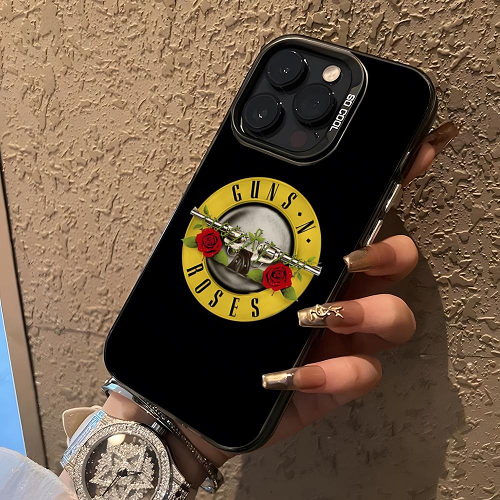 Band G-Guns N Roses Phone Case For 17 Pro Max IPhone 16 Pro Max 15 14 Plus 12 13 X XS Max 11 Colorful Silver Cover