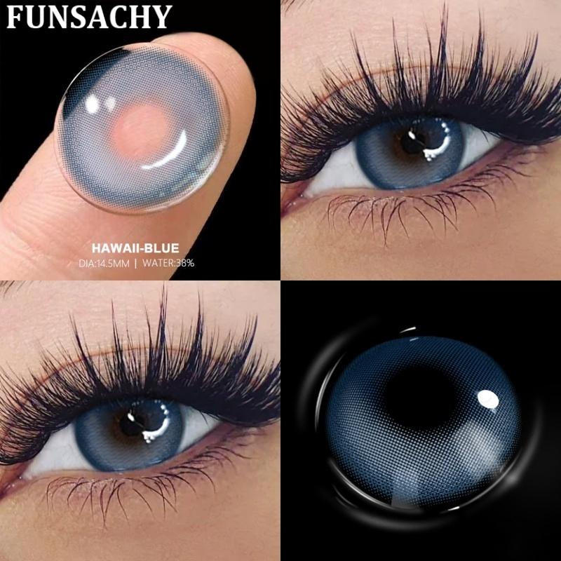 FUNSACHY 1pair Colored Pupils for Eyes Natural Brown Big Eyes Contacts Cosmetic Gray Eye Color Lens Blue Lenses for Woman Yearly