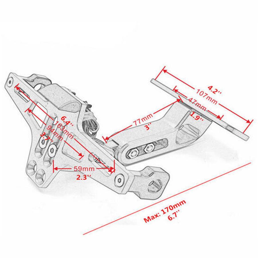 Motorcycle CNC License Plate Holder Bracket LED Rear Light Fender Eliminator Kit