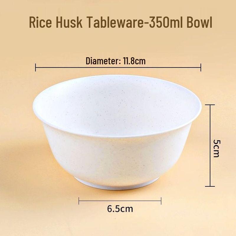 Eco-Friendly Rice Husk Tableware Set: Includes Bowl, Chopsticks, Dinner Plate, Dish, and Paper Plate.