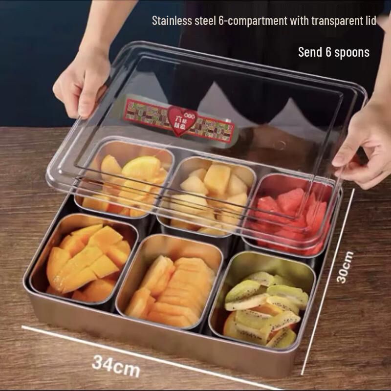Commercial 6-Compartment Ingredient Storage Box