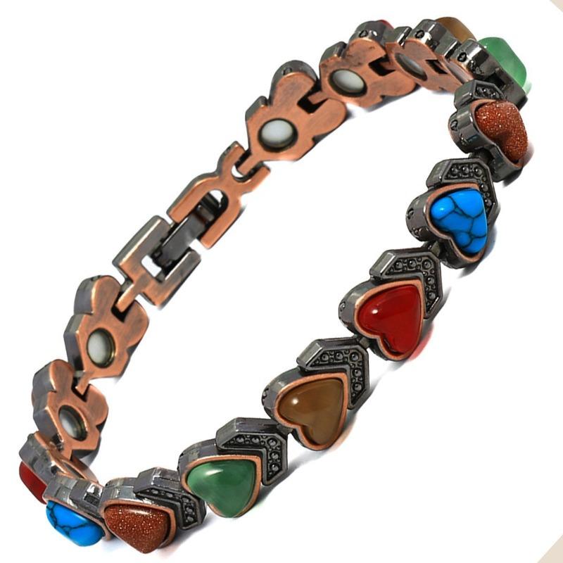 European and American Turquoise Magnet Bracelet Ancient Red Copper Brushed Retro Creative Magnetic Bracelet Zinc Alloy Couple Bracelet