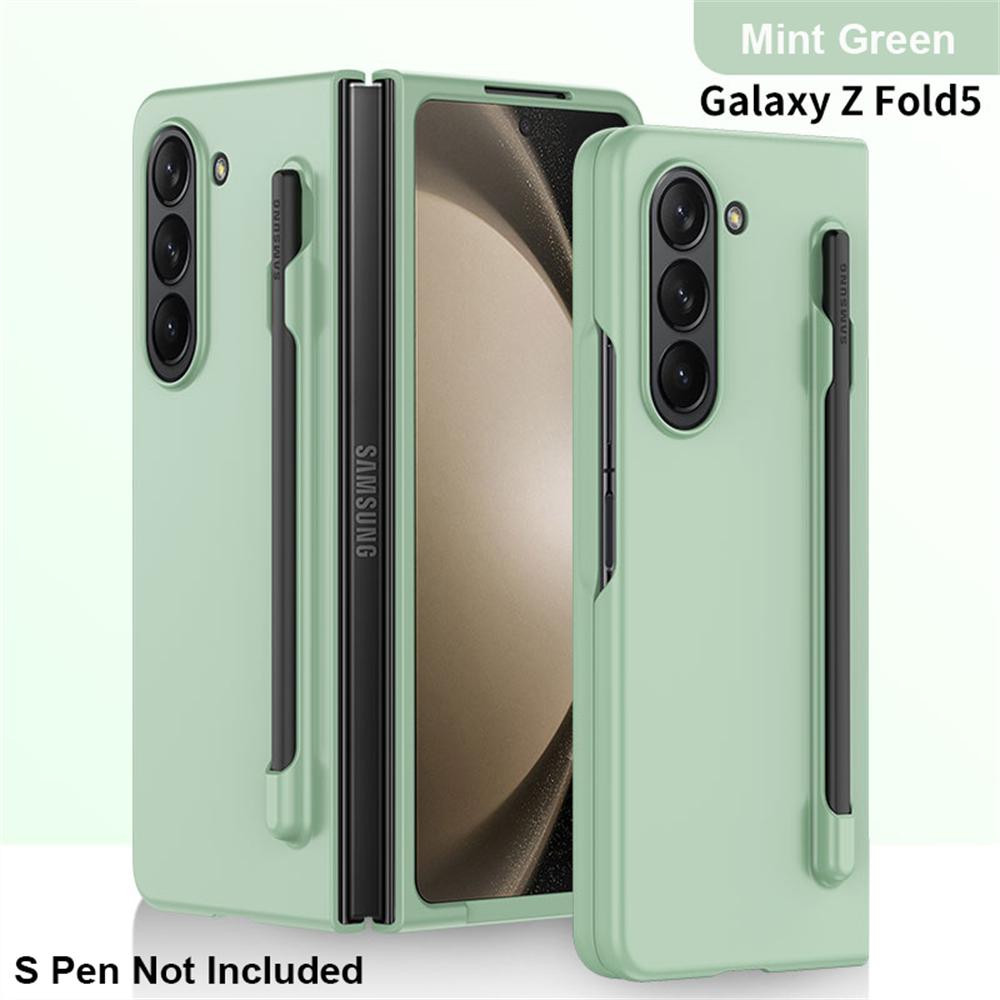 

Тонкий матовый чехол для Samsung Galaxy Z Fold 5 5G, чехол с держателем для ручек, жесткий пластиковый складной противоударный чехол, защитный чехол для кожи Z Fold 5 мятный зеленый
