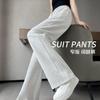 Womens Wide Leg Straight Cut Pants Lightweight Cotton Blend High Waist Casual Trousers Fall 2026
