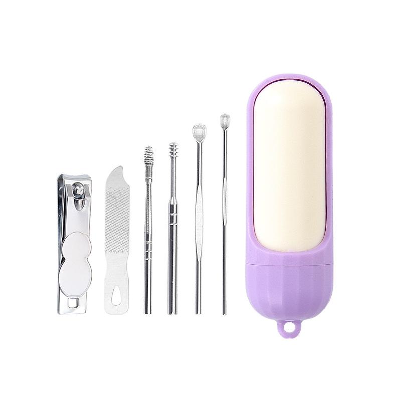 6 Pcs Stainless Steel Nail Cutter Pedicure Scissors Set With Capsule Shaped Storage Box Portable Manicure And Pedicure Tool