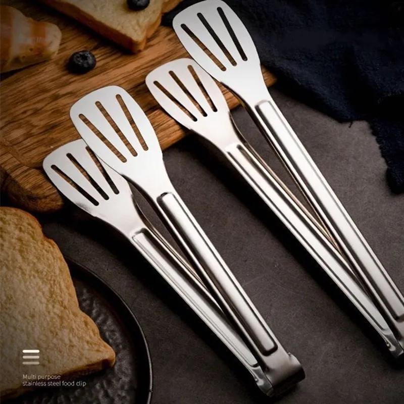 304 Stainless Steel Food Tongs BBQ Non Slip Barbecue Steak Clip Frying Fish Grill Bread Clips Cooking Tongs Kitchen Gadgets