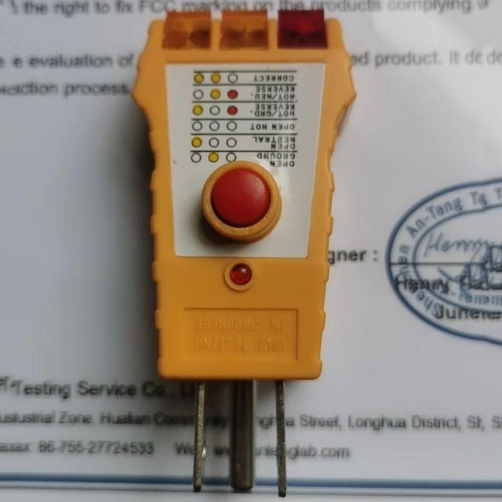 Yellow Outlet Tester Plastic Receptacle Tester Durable Plug Security Test