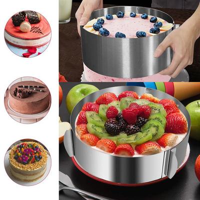 Moule à gâteau télescopique en acier inoxydable 430 avec anneau à mousse réglable et échelle antirouille pour pâtisserie et pâtisserie