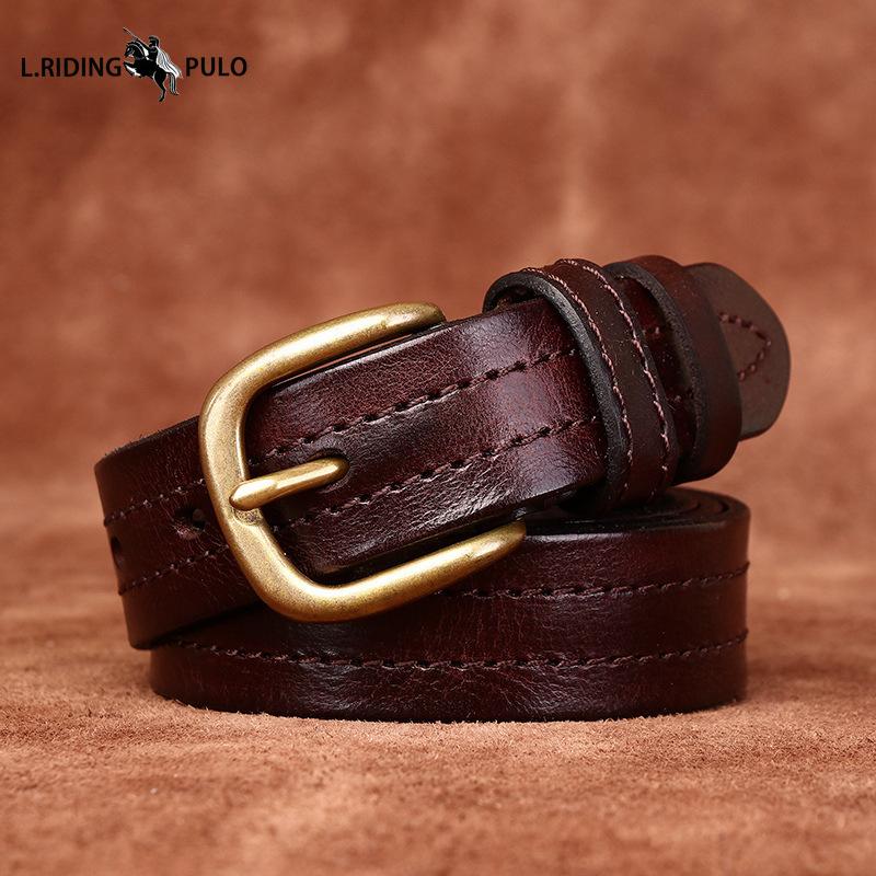 Retro Korean Style Fashion Trend All-match Copper Buckle Belt Women's Genuine Leather First Layer Cowhide Belt
