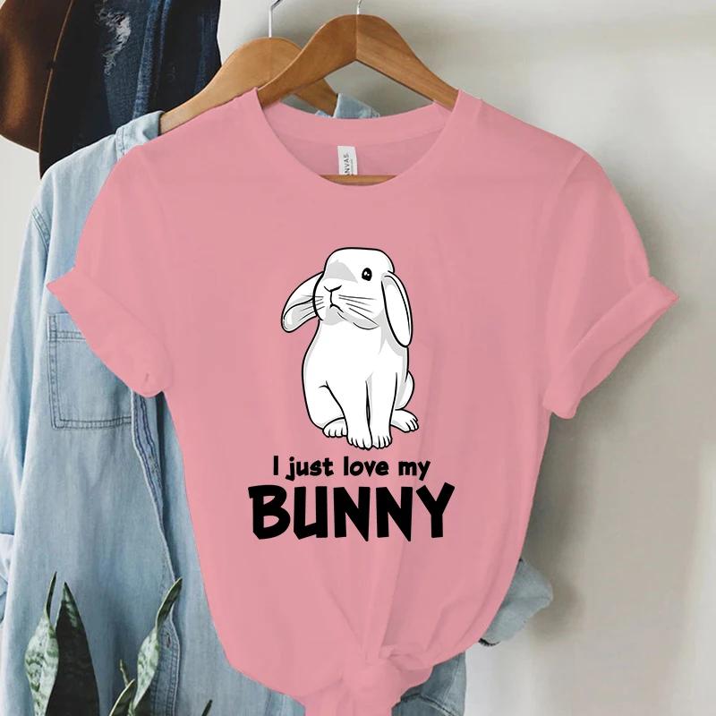I Just Love My Bunny Print Unisexs Clothing Summer 2023 Funny Animal Tshirts Kawaii Short Sleeve T Shirt Unisex Streetwear Tops