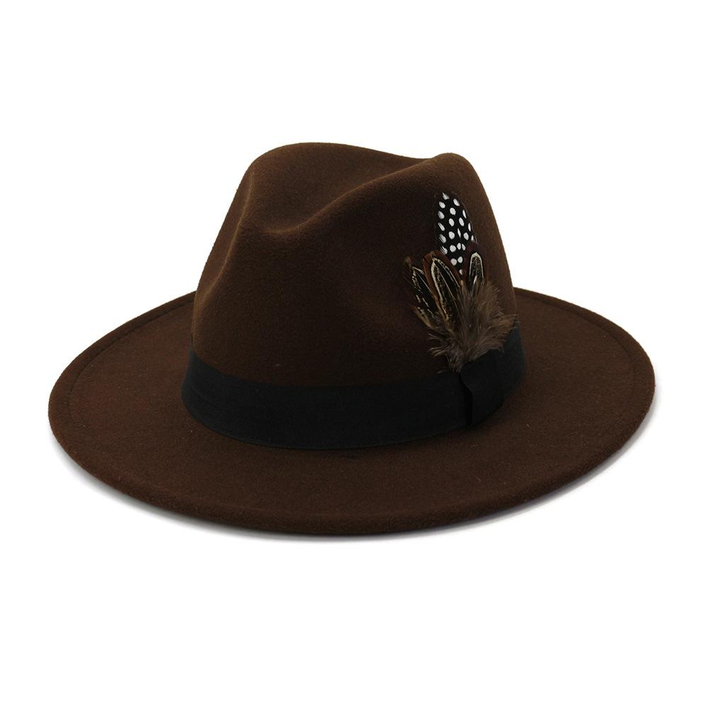 Gelbe Feder Fedoras Herren Fedora Hut Herren Panama Oberkappe Unisex Hut Militärfarbe Fedoras Hut mit breiter Krempe Kirchenhut Partyhut