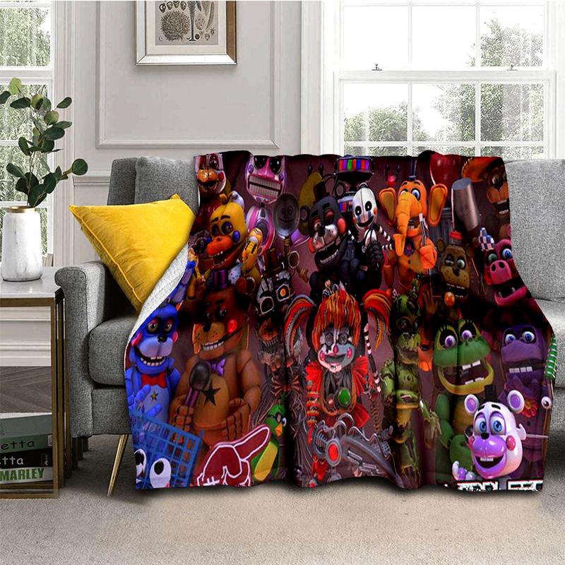 Horror Game F-FNAF Freddy Movie Flannel Blanket Soft Warm Throw Blanket for Bedroom Living Room Bed Travel Camping Picnic Gift